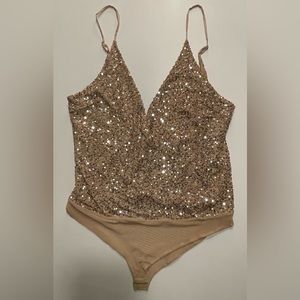 Jonathan Simkhai Sequin V-Neck Bodysuit